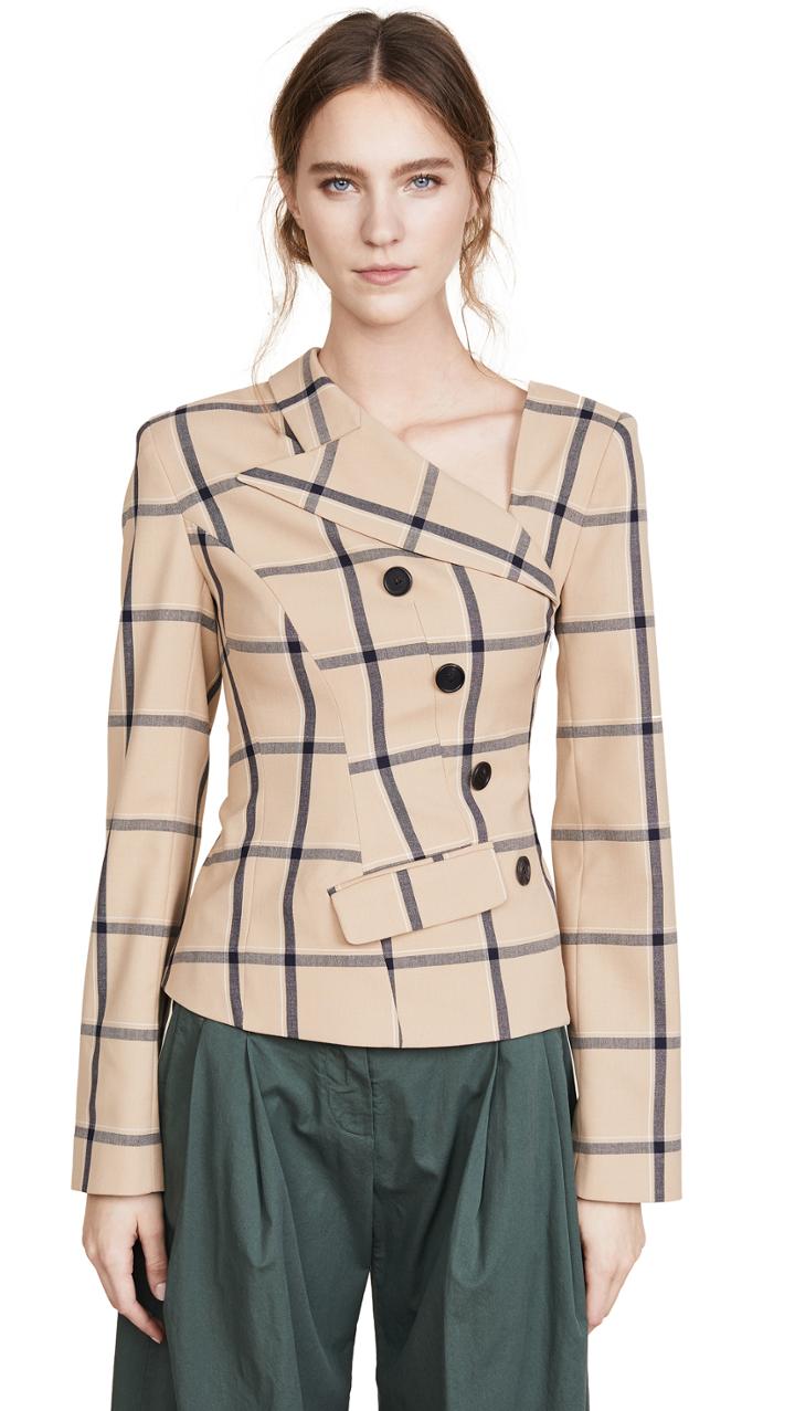 Monse Louise Plaid Twisted Jacket