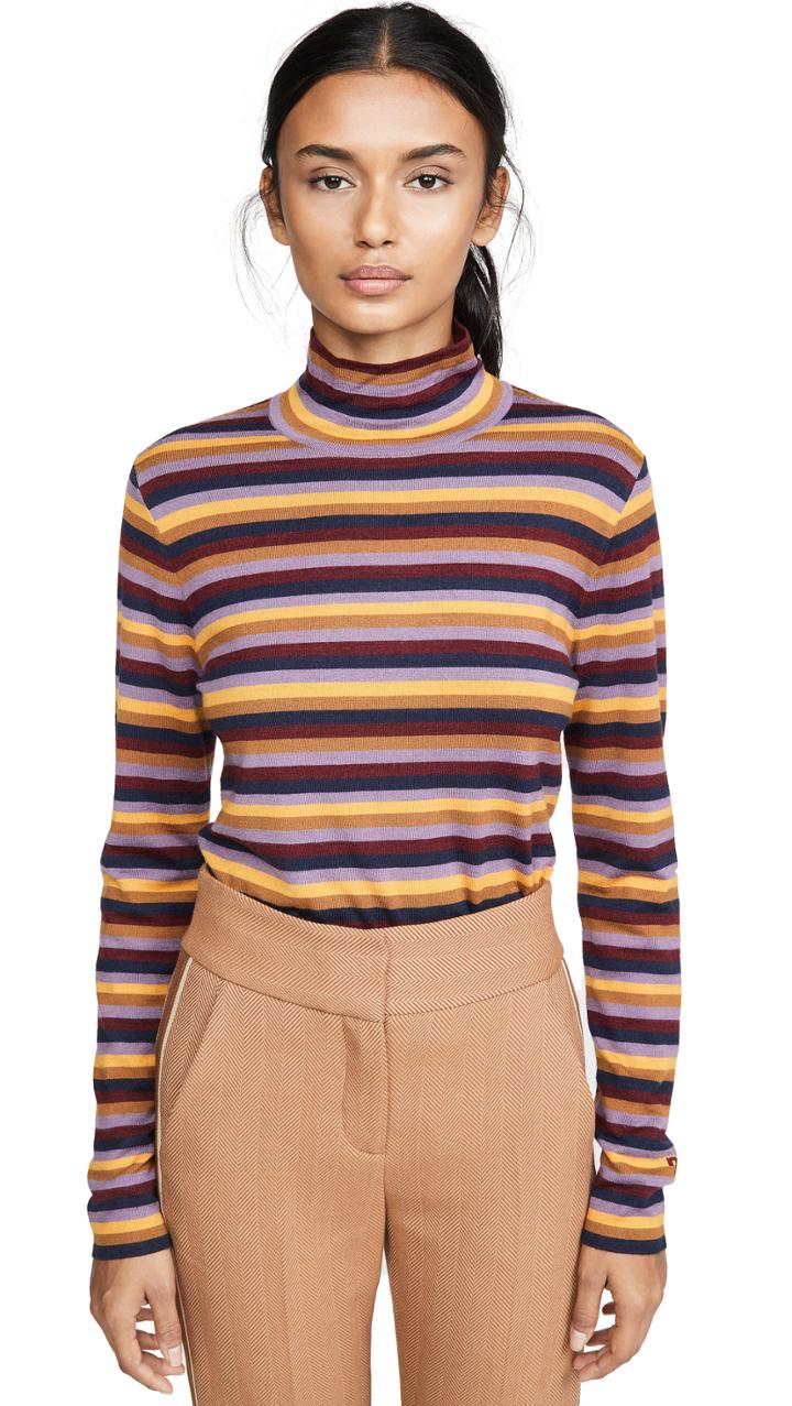 Tory Burch Striped Turtleneck