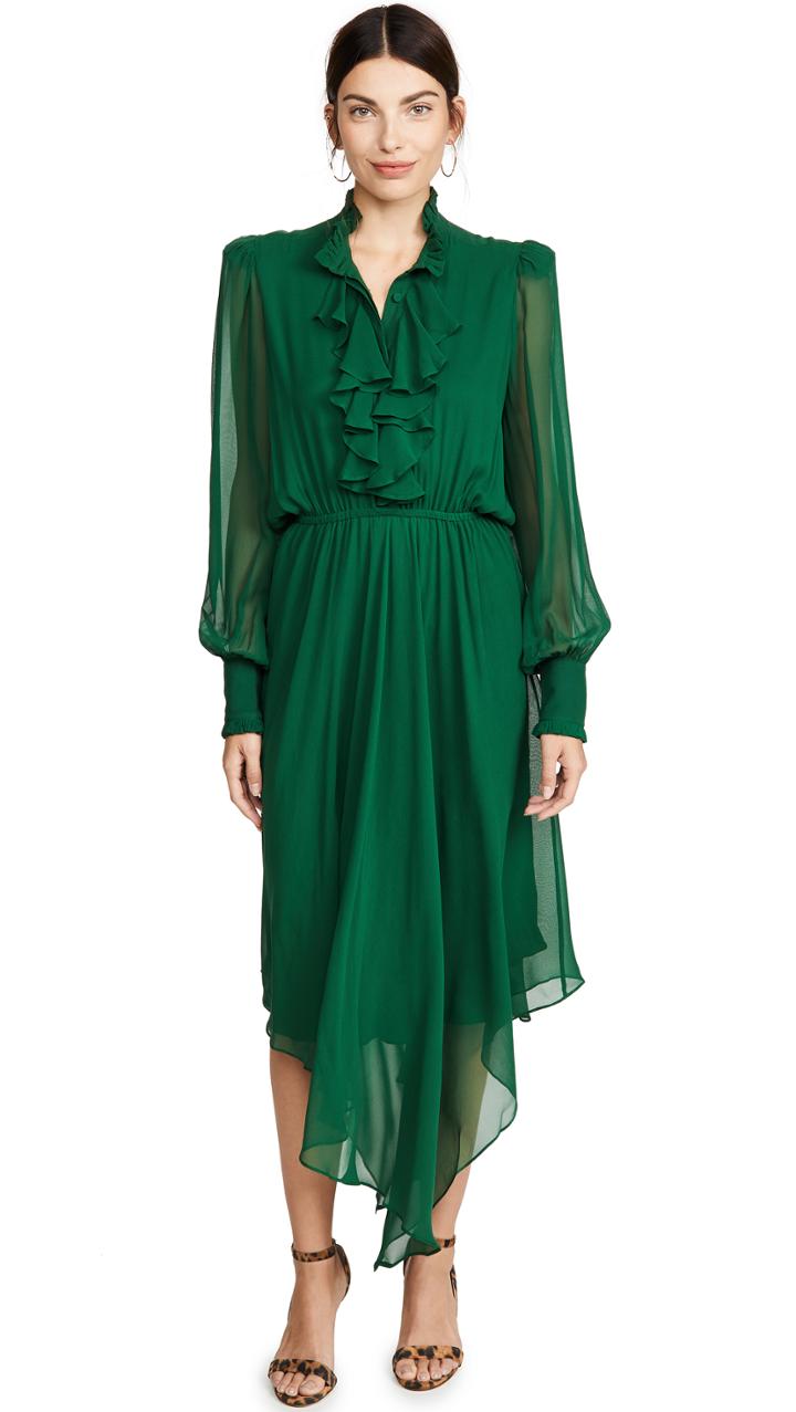Divine Heritage Ruffle Front Hanky Hem Midi Dress