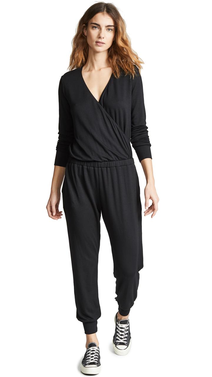 Terez Long Sleeve Wrap Jumpsuit