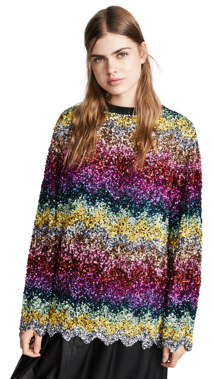 Ashish Oversize Long Sleeve Beaded Top