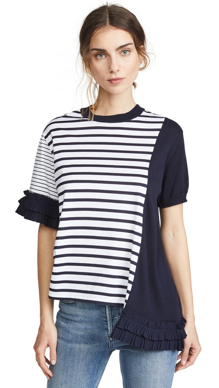 Clu Mixed Media Striped Top