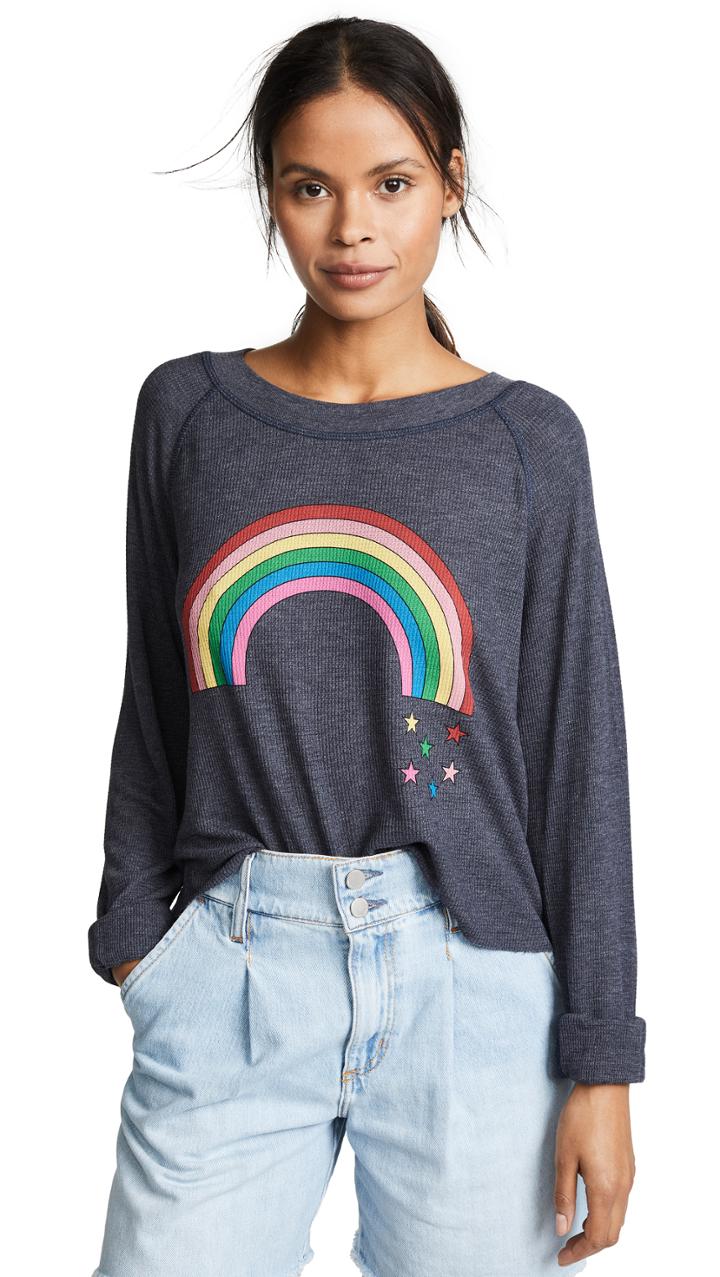 Wildfox Rainbow Stars Monte Crop Tee