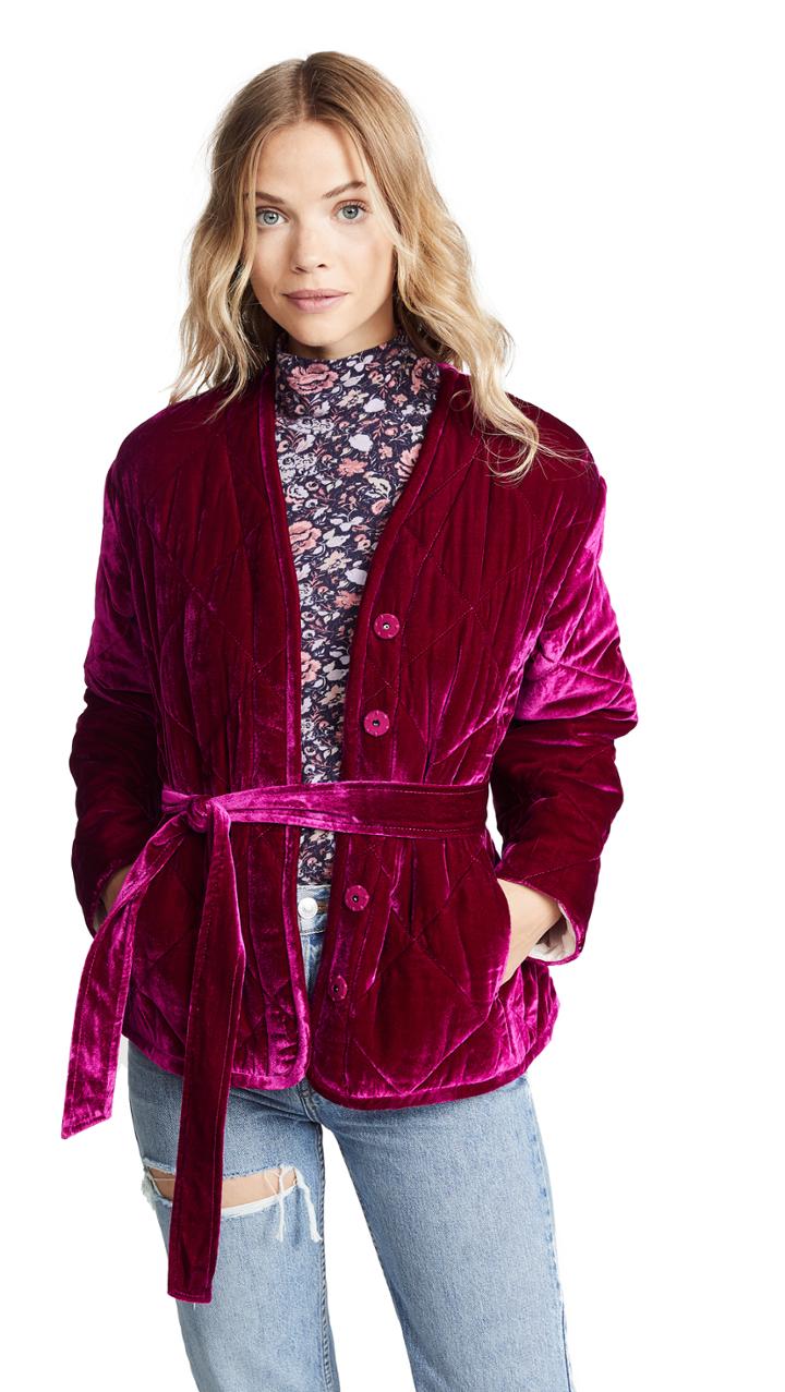 Rebecca Taylor Quilted Velvet Jacket