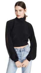 Cushnie High Neck Billowing Sleeve Blouse