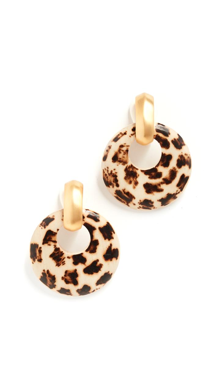 Kenneth Jay Lane Burnt Wood Hoop Clip On Earrings