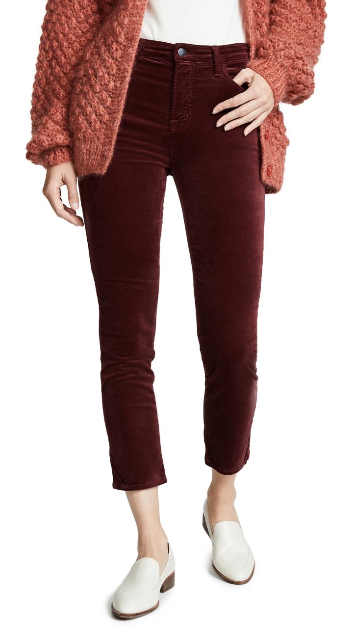 J Brand Ruby High Rise Velvet Crop Cigarette Pants