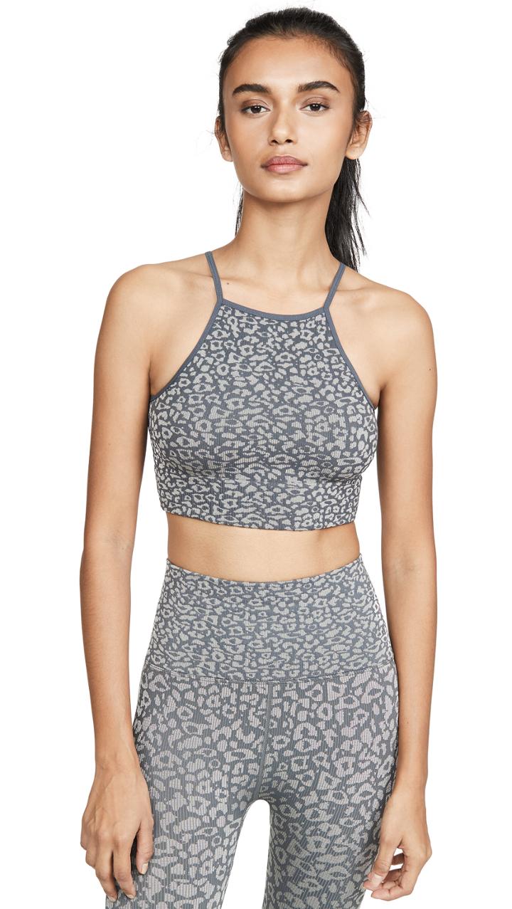 Free People Fp Movement High Neck Leopard Bra