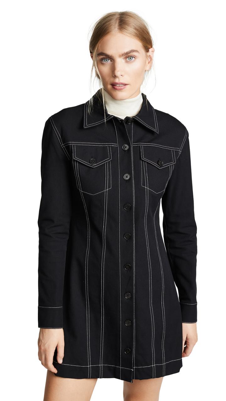 Derek Lam 10 Crosby Button Down Dress With Top Stitching