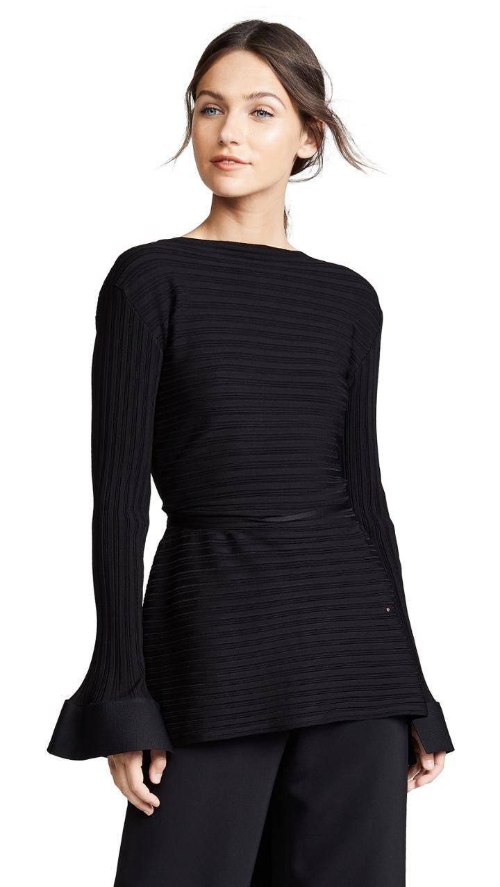 Esteban Cortazar Tie Back Peplum Sweater