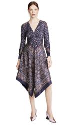 Jonathan Simkhai Scarf Print Deep V Long Sleeve Dress