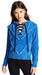 Yigal Azrouel Chenille Sweater With Lace Detail