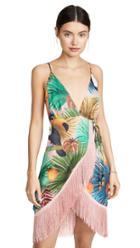 Farm Rio Tropical Tucano Wrap Fringe Dress