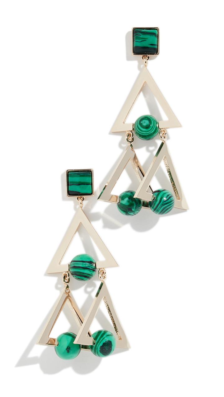 Tory Burch Studded Stone Geo Statement Earrings