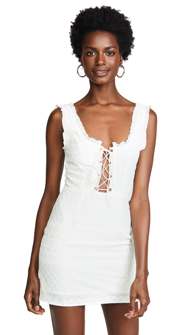 For Love Lemons Charlotte Eyelet Lace Up Mini Dress