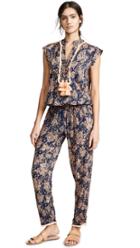 Poupette St Barth Donna Lace Trimmed Long Jumpsuit