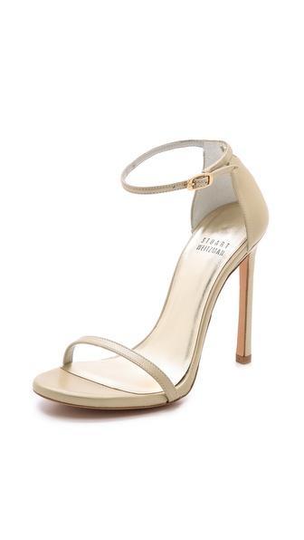 Stuart Weitzman Nudist Single Band Sandals - Pale Gold