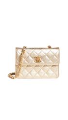 What Goes Around Comes Around Chanel Gold Lamb Half Flap Micro Mini Bag