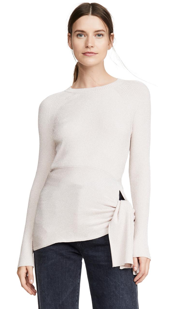 3 1 Phillip Lim Lurex Ribbed Pullover With Waist Tie