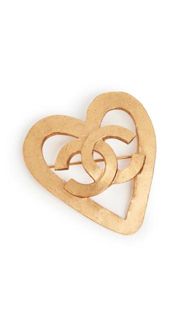 What Goes Around Comes Around Chanel Gold Cc Open Heart Pin