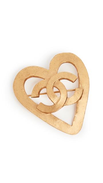 What Goes Around Comes Around Chanel Gold Cc Open Heart Pin