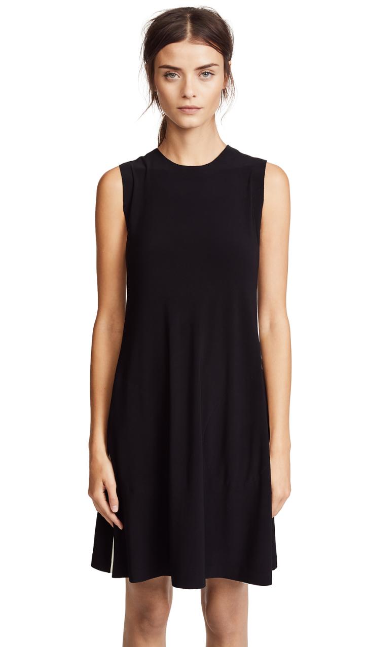 Norma Kamali Side Stripe Sleeveless Swing Dress