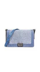 What Goes Around Comes Around Chanel Denim Medium Chevron Boy Bag