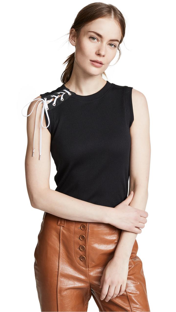 Adeam Ribbed Lace Up Tank