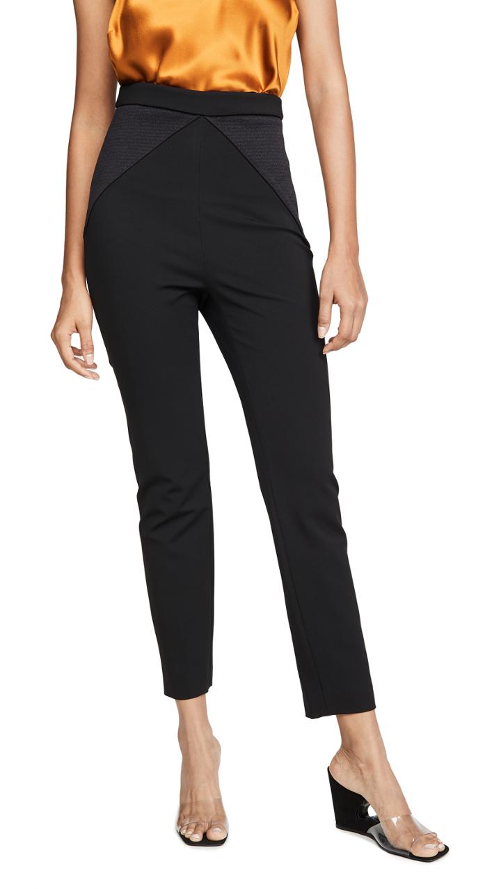 Cushnie High Waisted Fitted Cropped Pants With Satin Triangles