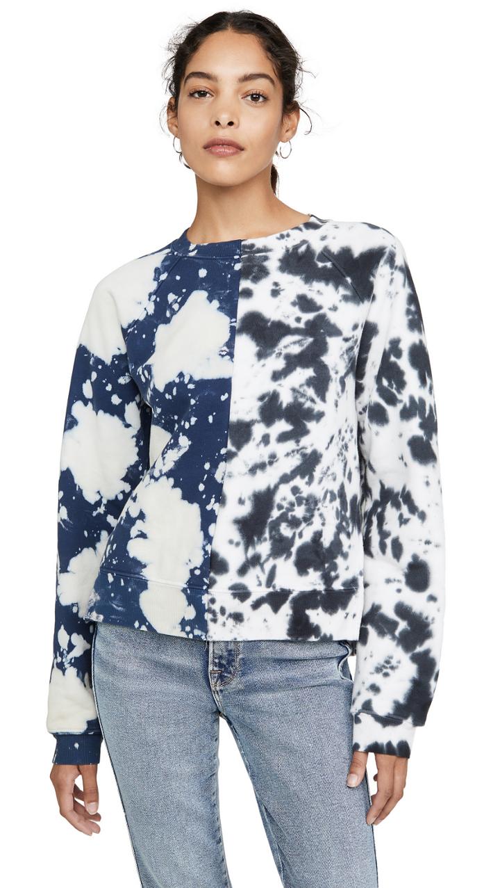 Proenza Schouler Pswl Long Sleeve Cropped Tie Dye Sweatshirt