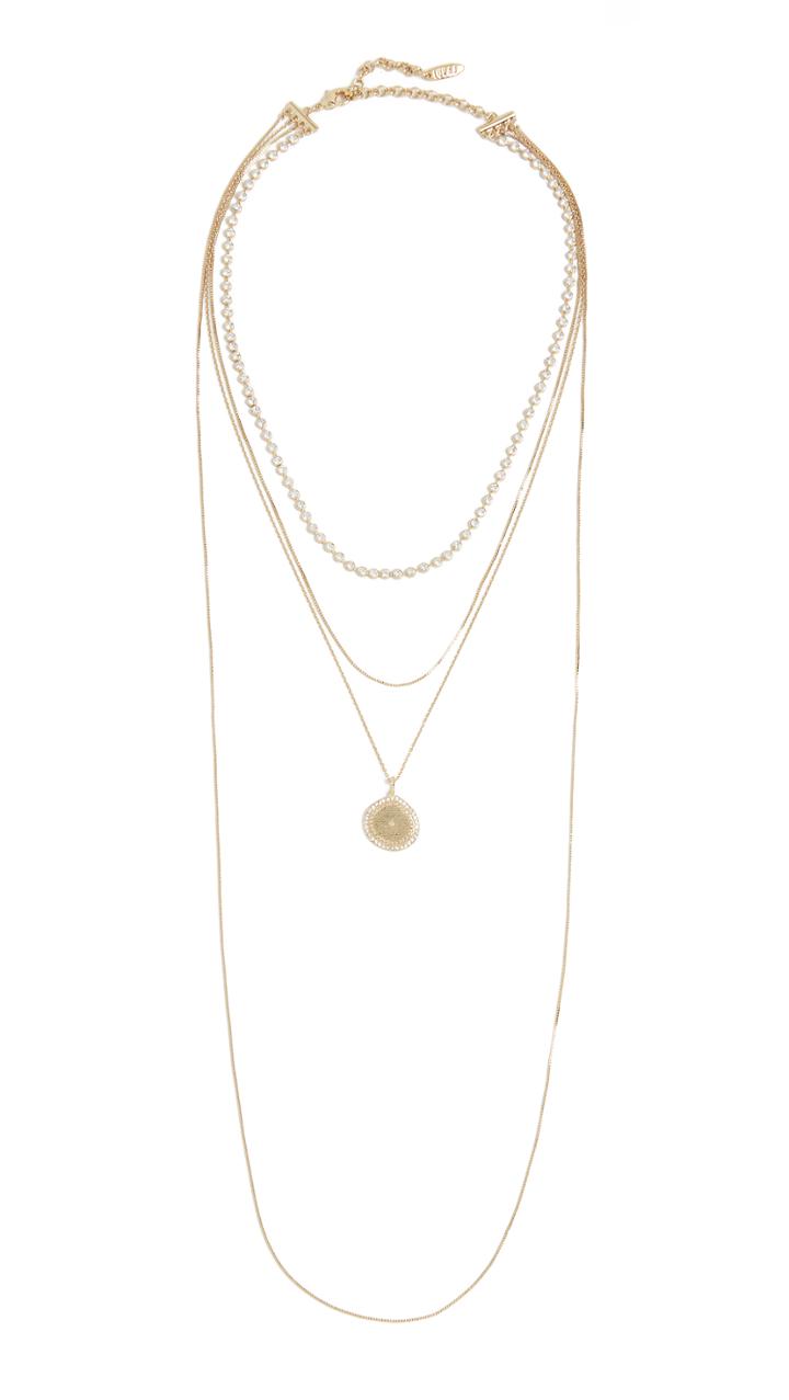 Luv Aj The Layered Pave Coin Necklace