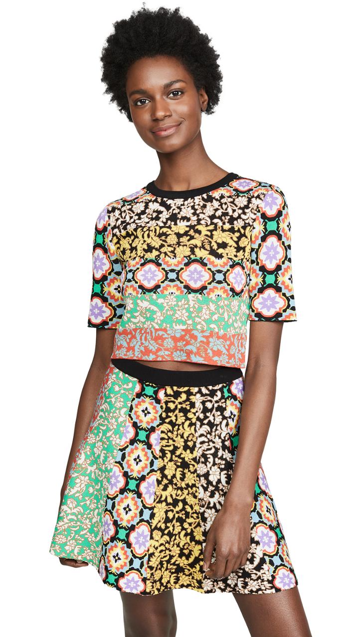 Alice Olivia Ciara Crew Neck Short Sleeve Sweater