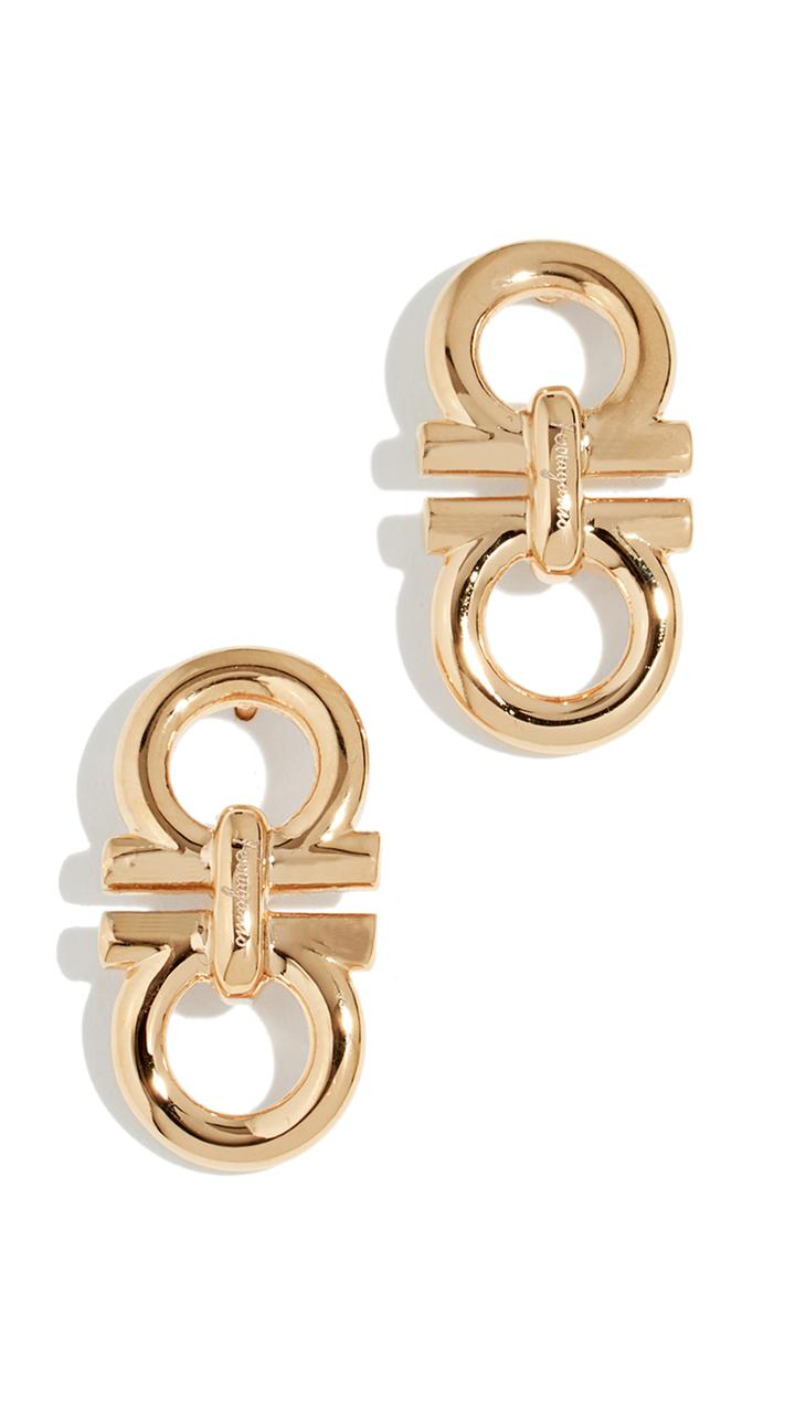 Salvatore Ferragamo Double Gancio Stud Earrings