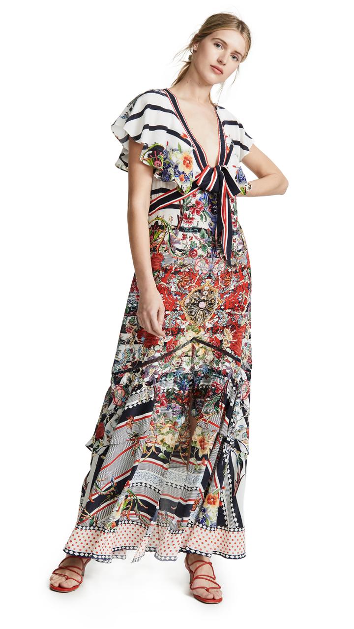 Camilla Tie Front Maxi Dress