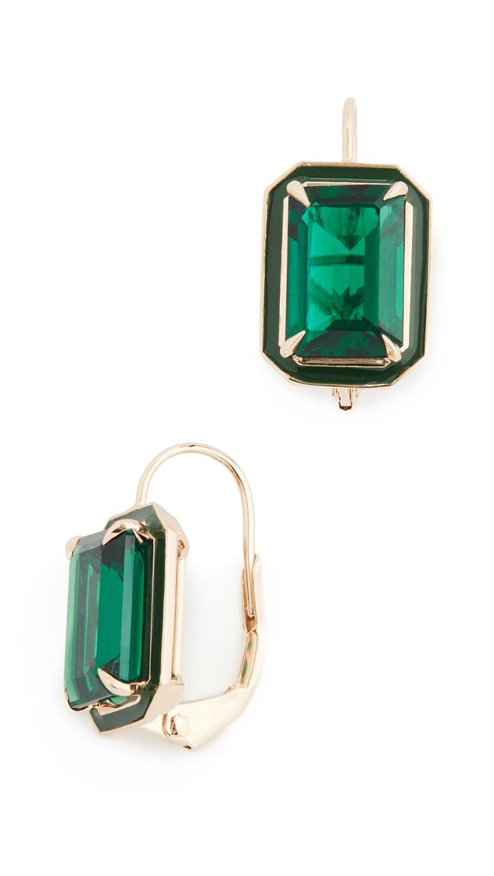 Alison Lou Emerald Rectangle Cocktail Earrings