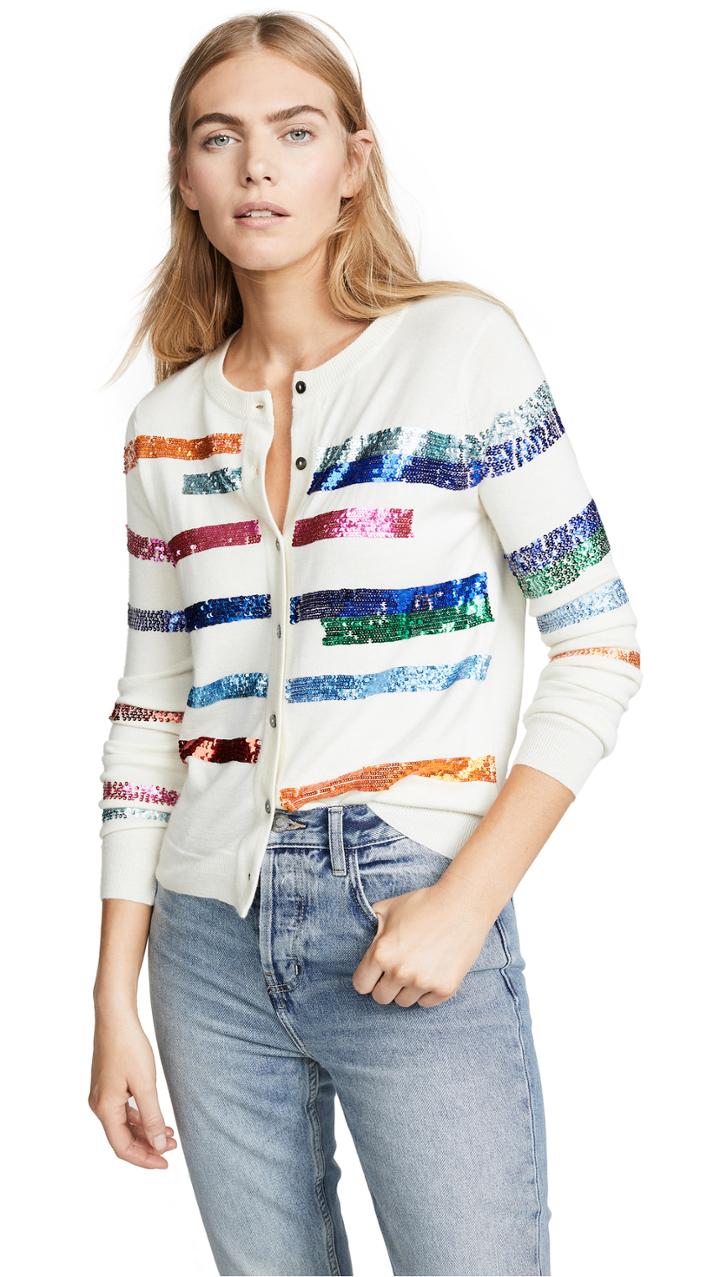 Prabal Gurung Rainbow Stripe Cashmere Cardigan