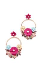 Stella Ruby Crystal Flower Hoop Earrings