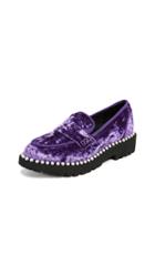 Suecomma Bonnie Velvet Loafers With Imitation Pearls