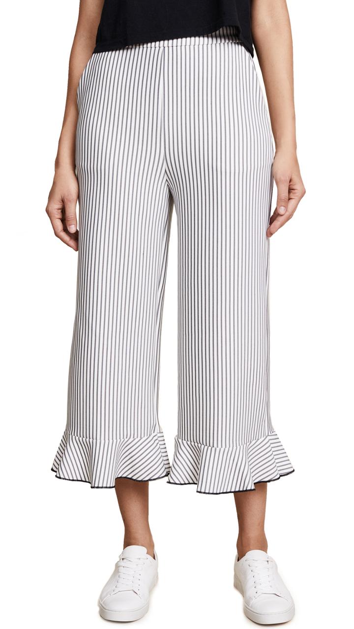 English Factory Wide Leg Ruffle Pants