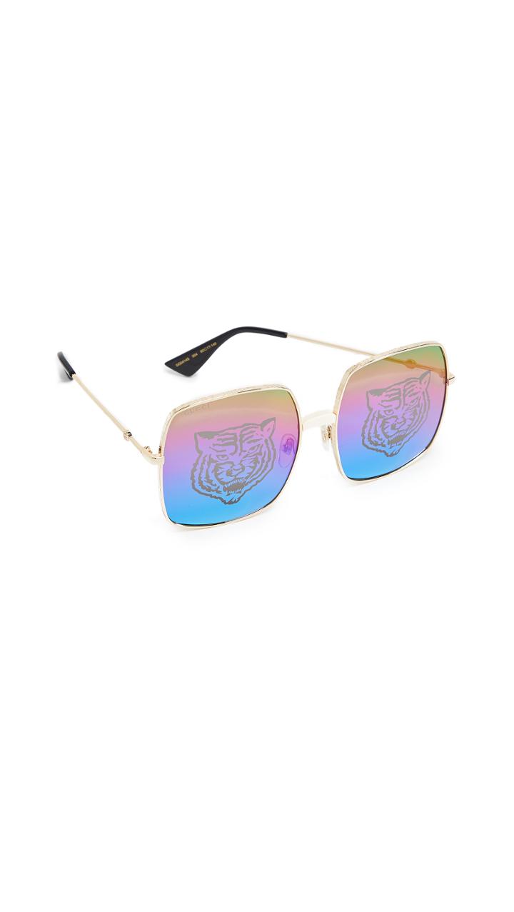 Gucci Guccify Square Metal Logo Sunglasses