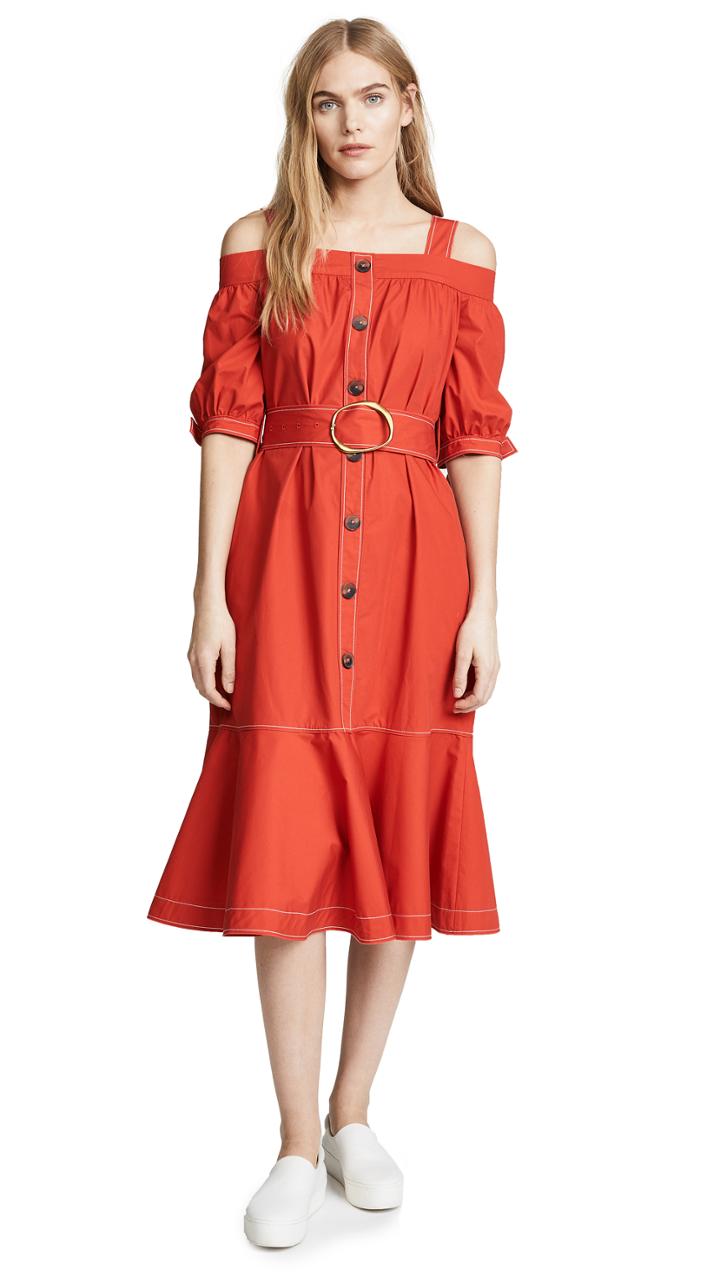 Derek Lam 10 Crosby Off Shoulder Ruffle Dress