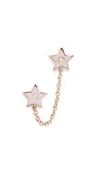 Ef Collection 14k Diamond Enamel Star Chain Double Stud Earring