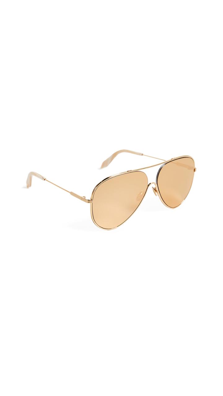 Victoria Beckham 24k Gold Loop Aviator Sunglasses