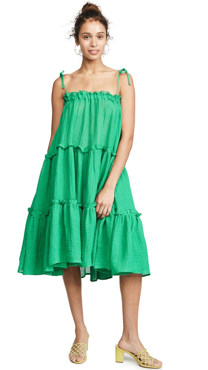 Lisa Marie Fernandez Ruffle Peasant Dress