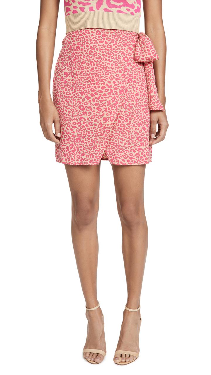 J O A Pink Leopard Skirt