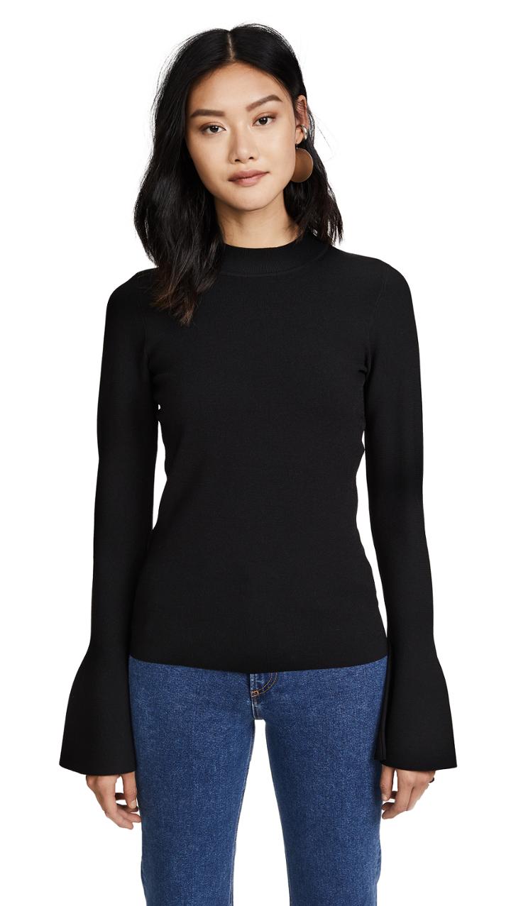 Cushnie Et Ochs Off Shoulder Long Sleeve Crop Top