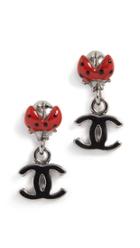 What Goes Around Comes Around Chanel Red Enamel Lady Bug Earrings