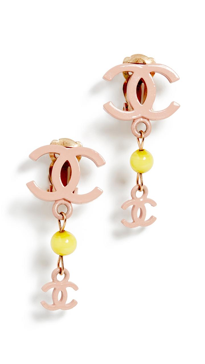 What Goes Around Comes Around Chanel Pink Enamel Dangle Earrings