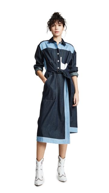 Colovos Belted Two Tone Shirtdress