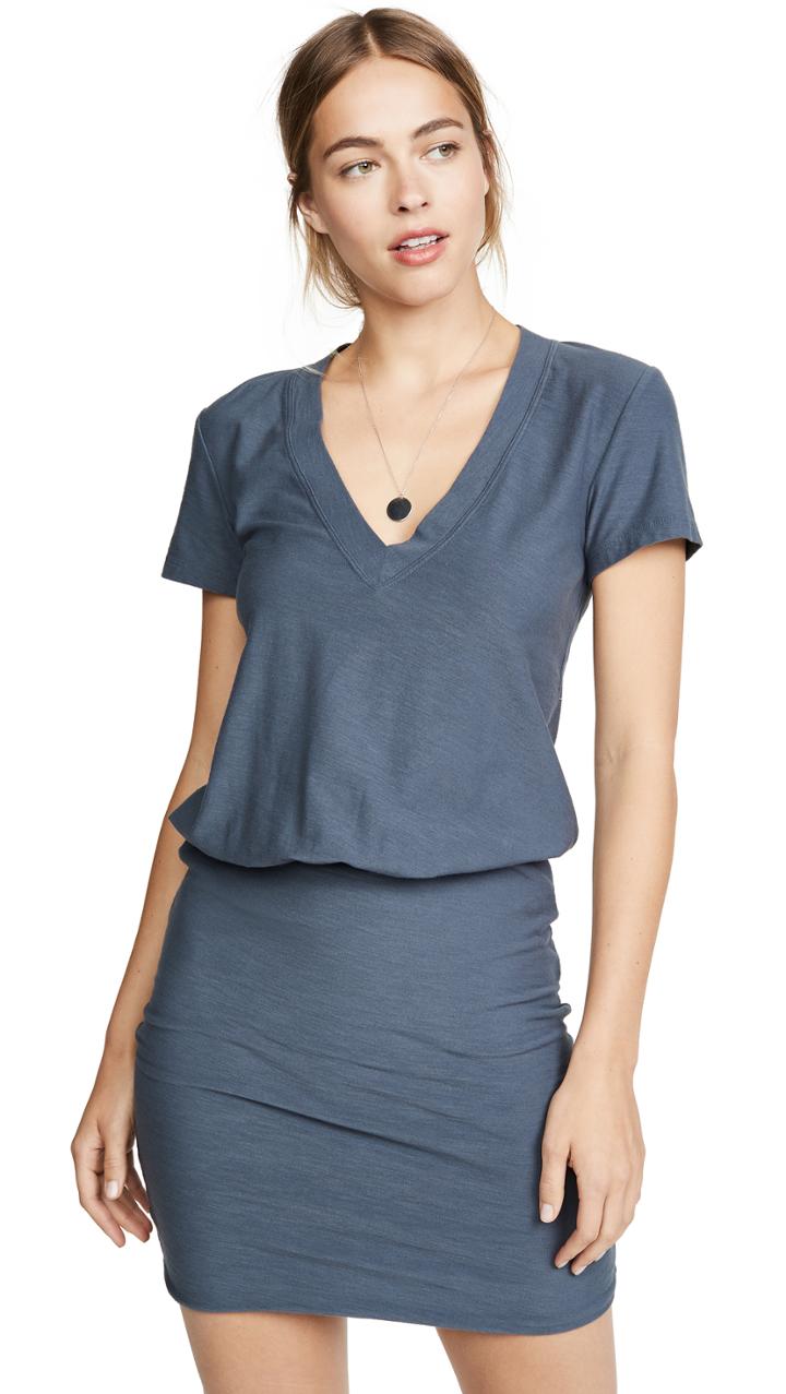 James Perse Short Sleeve V Neck Dress